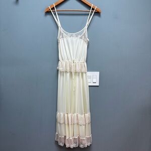 Vintage Slip Dress with Lace in Cream / Ivory Petite XS / S